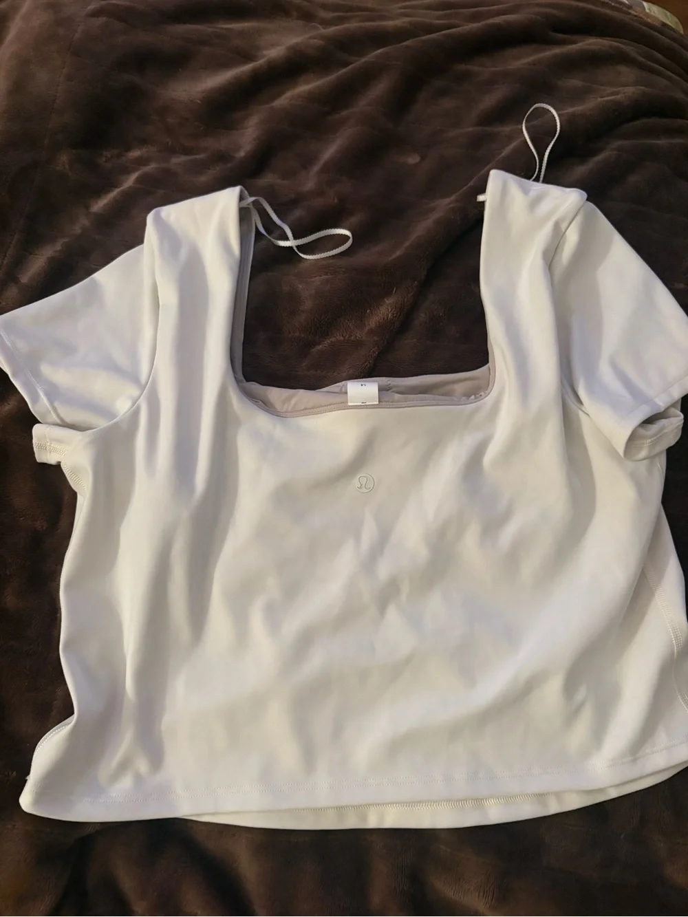 lululemon square neck short sleeve top in off white